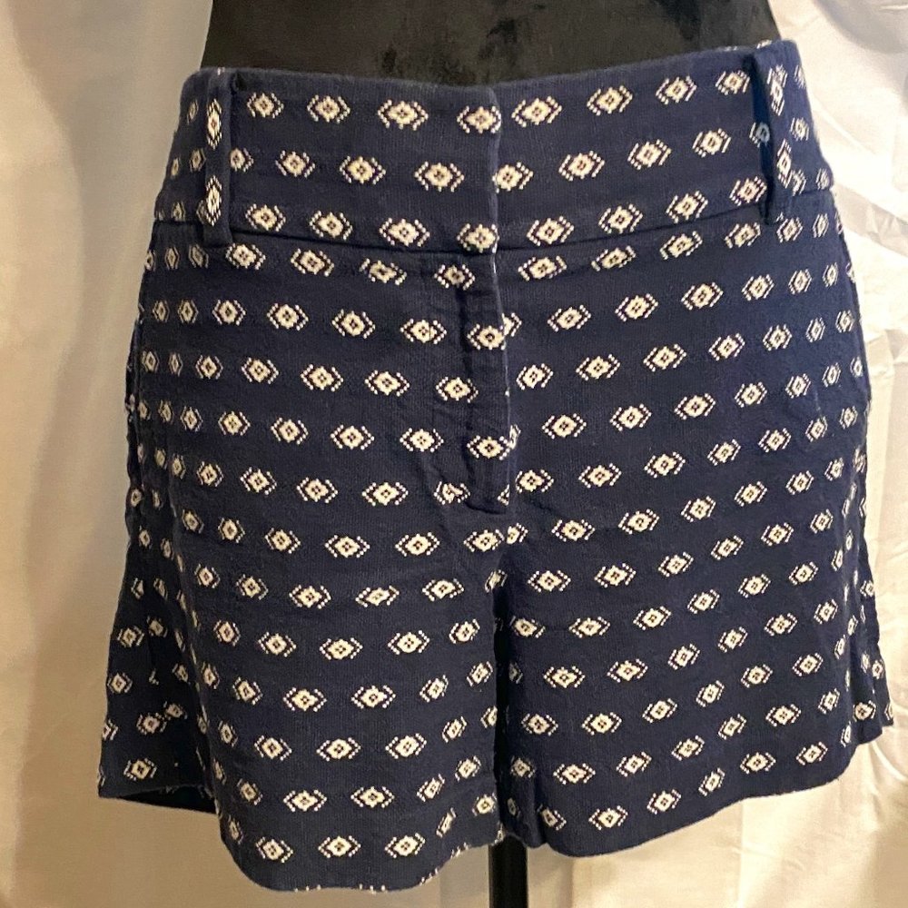Ann Taylor Short Sz 12 Embroidered Aztec Blue